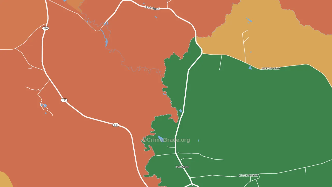 Freeland, NC Map of Vandalism Rates