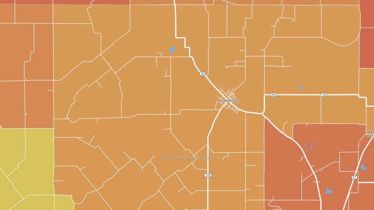 Freelandville, IN Map of Vandalism Rates