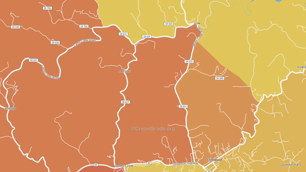 Freeling, VA Map of Vandalism Rates