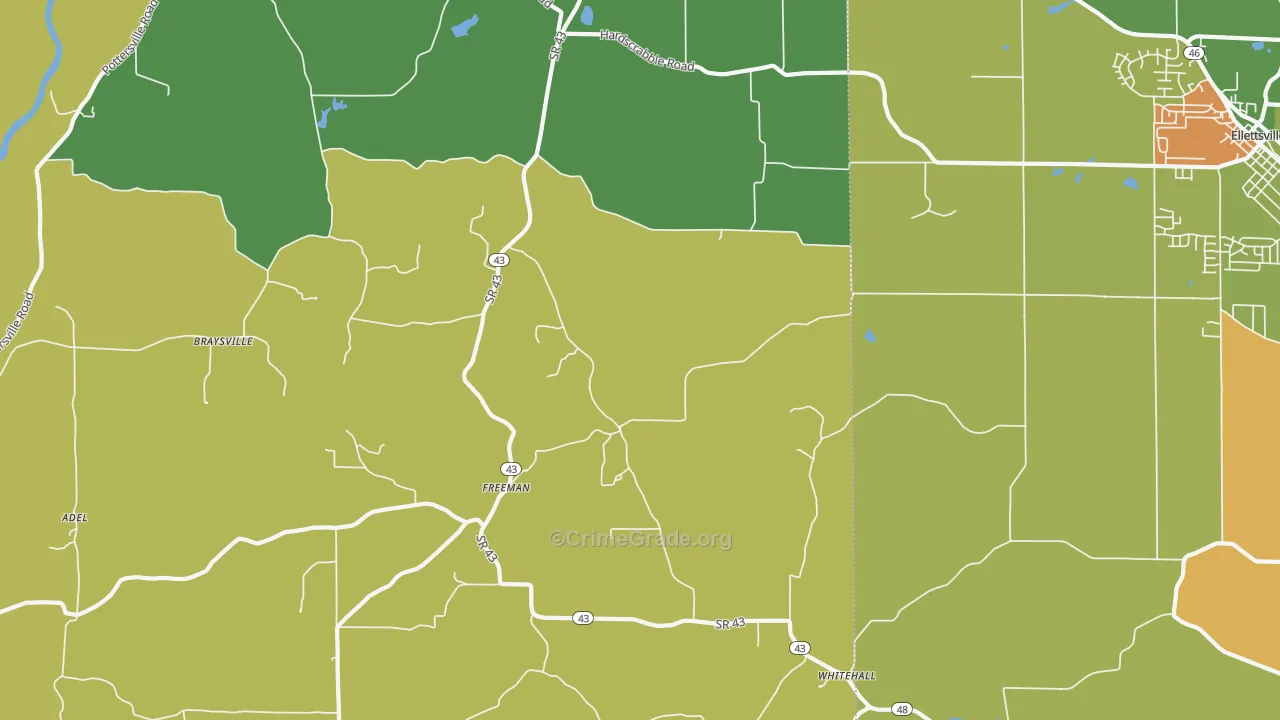 Freeman, IN Map of Vandalism Rates