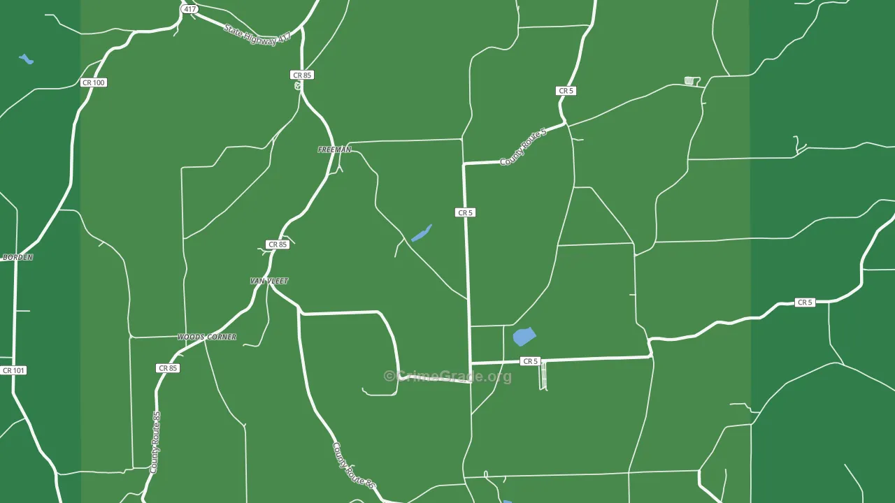 Freeman, NY Map of Vandalism Rates