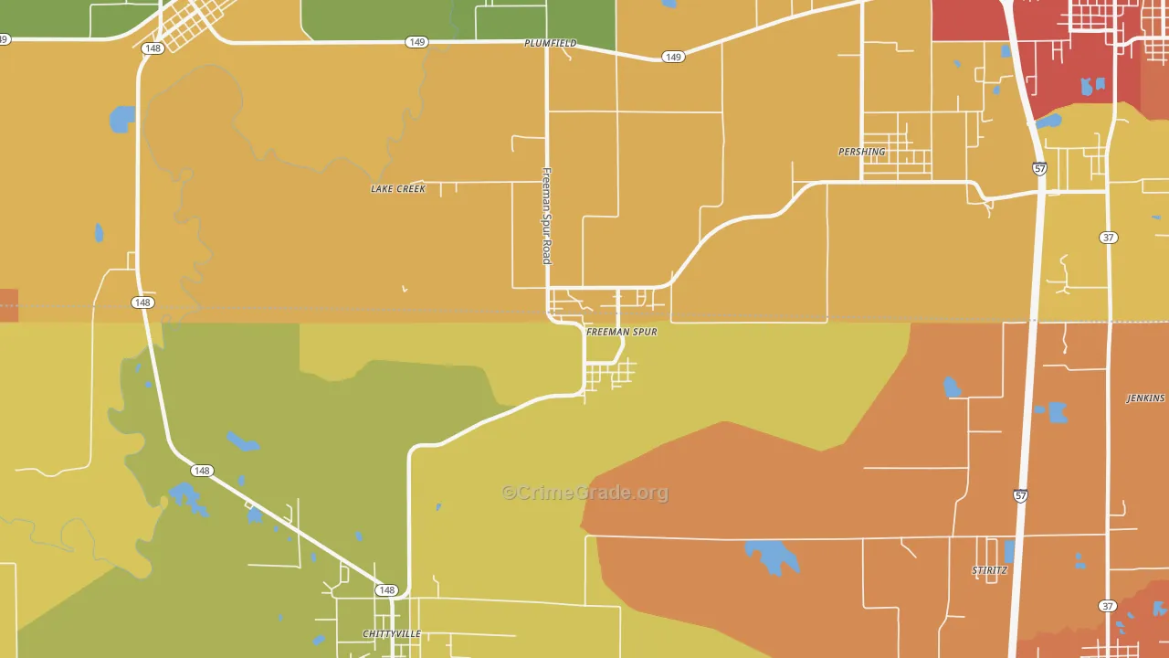 Freeman Spur, IL Map of Vandalism Rates