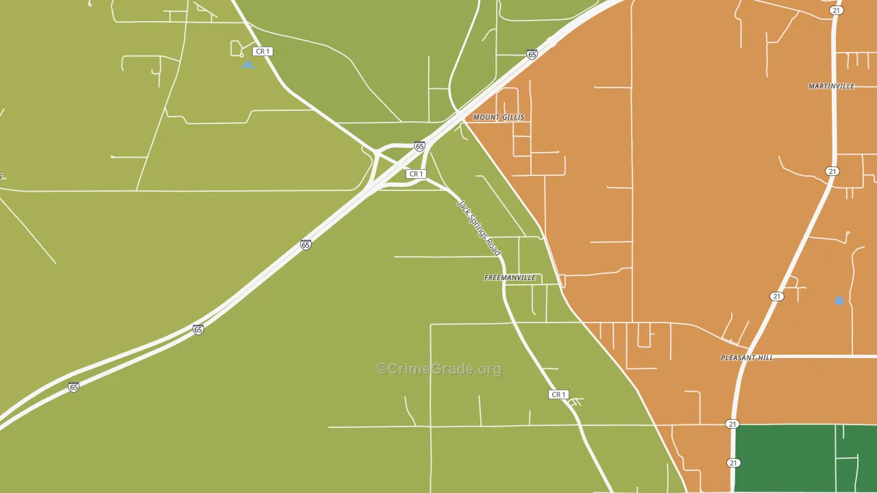Freemanville, AL Map of Vandalism Rates