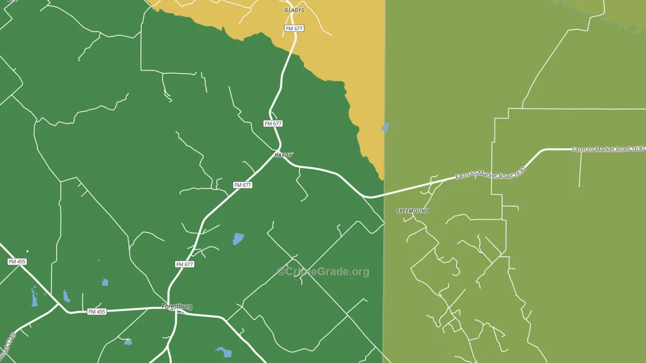 Freemound, TX Map of Vandalism Rates