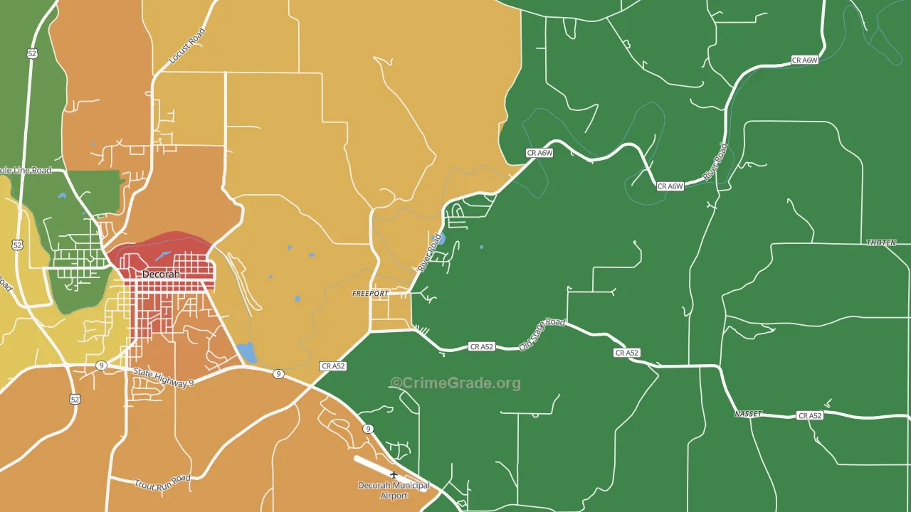 Freeport, IA Map of Vandalism Rates