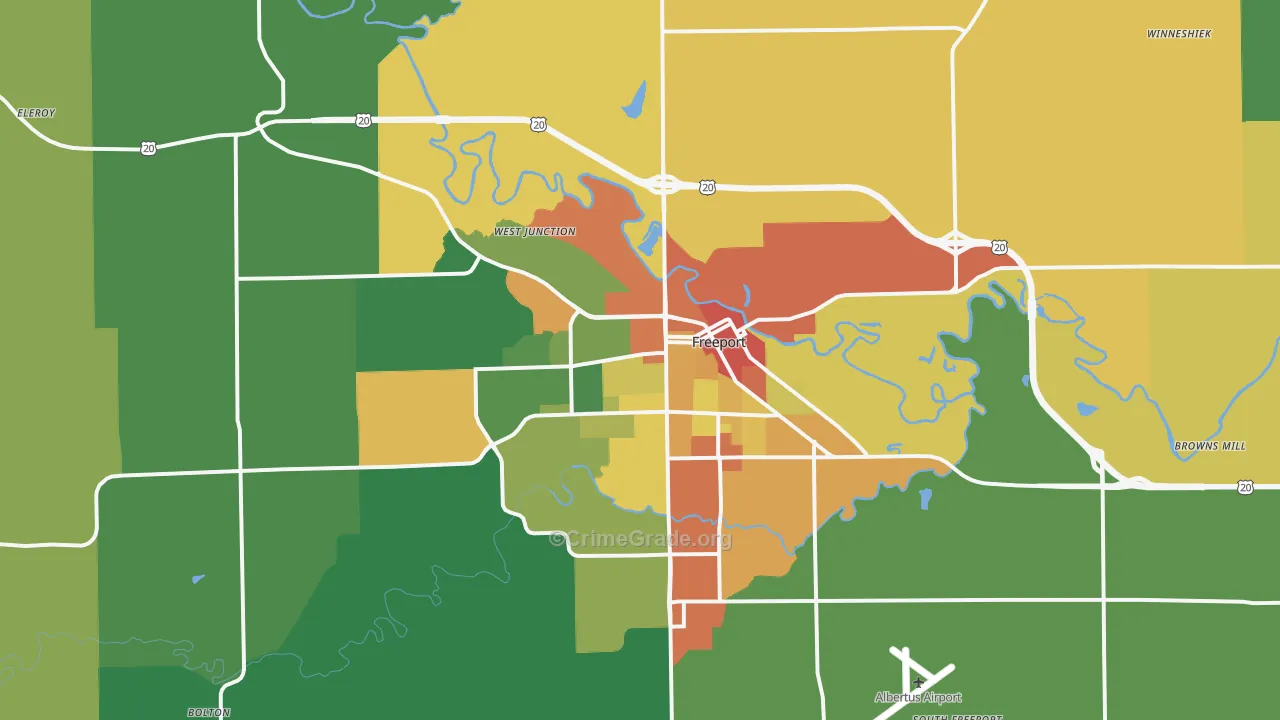 Freeport, IL Map of Vandalism Rates