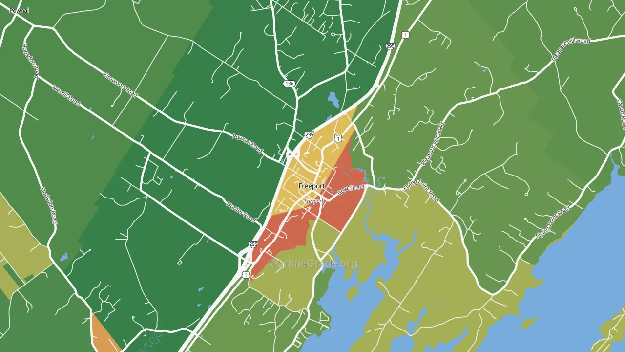 Freeport, ME Map of Vandalism Rates