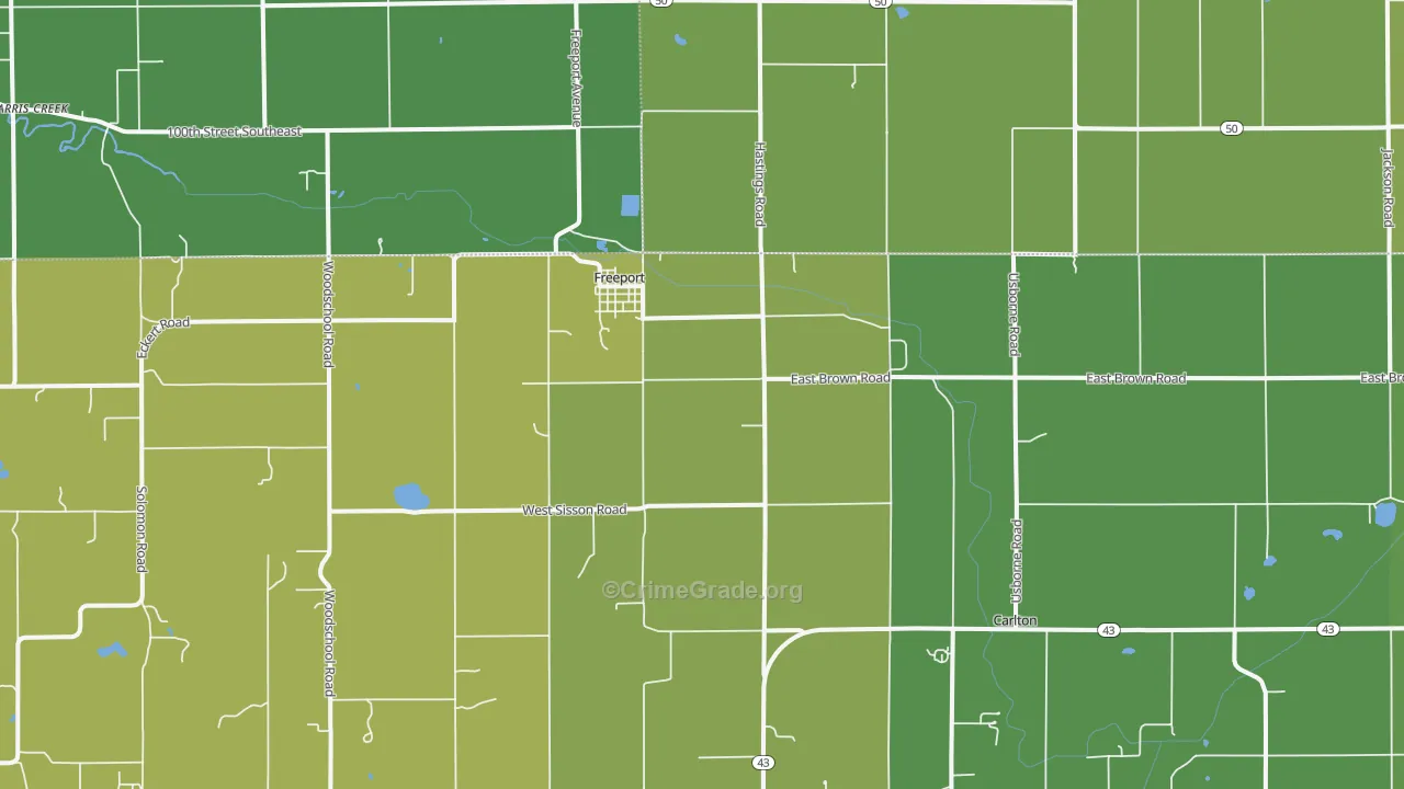 Freeport, MI Map of Vandalism Rates