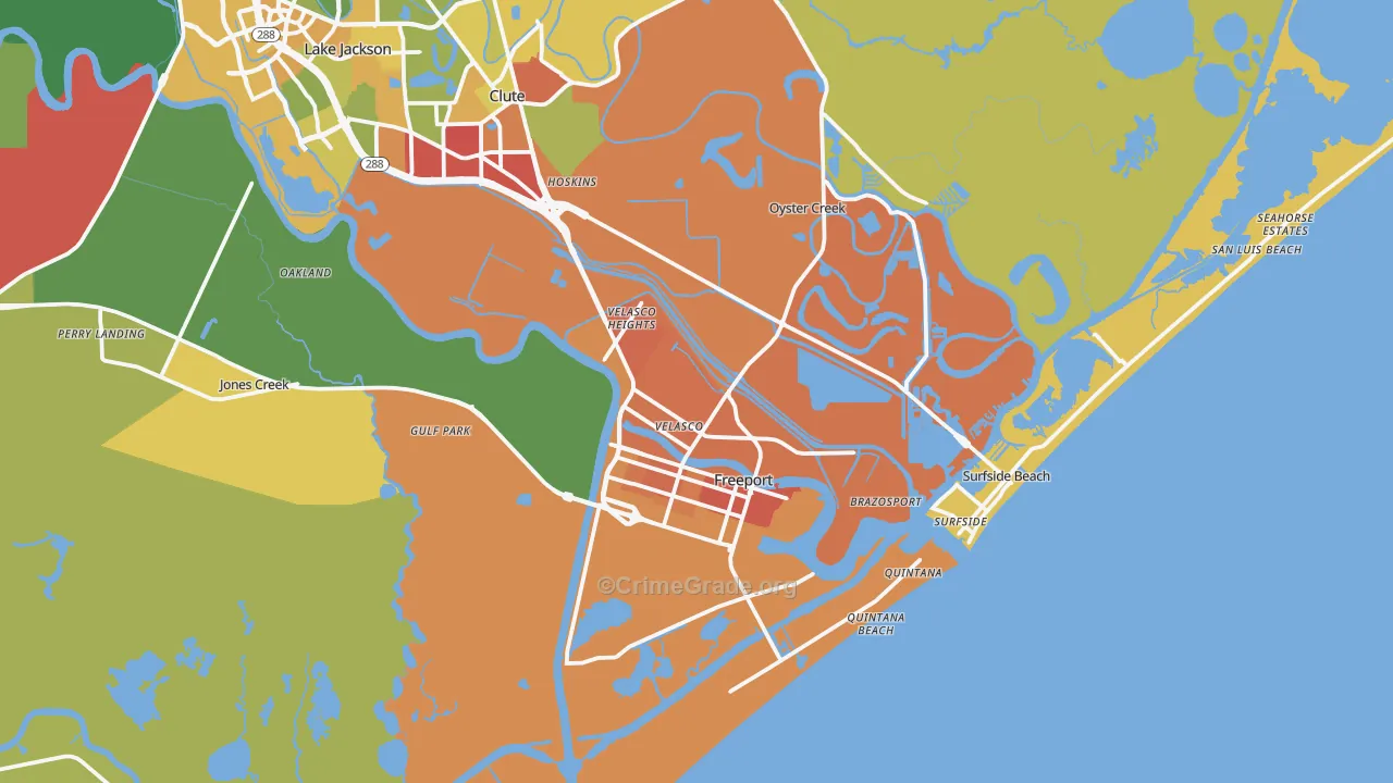 Freeport, TX Map of Vandalism Rates