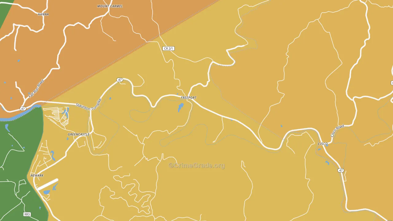 Freeport, WV Map of Vandalism Rates