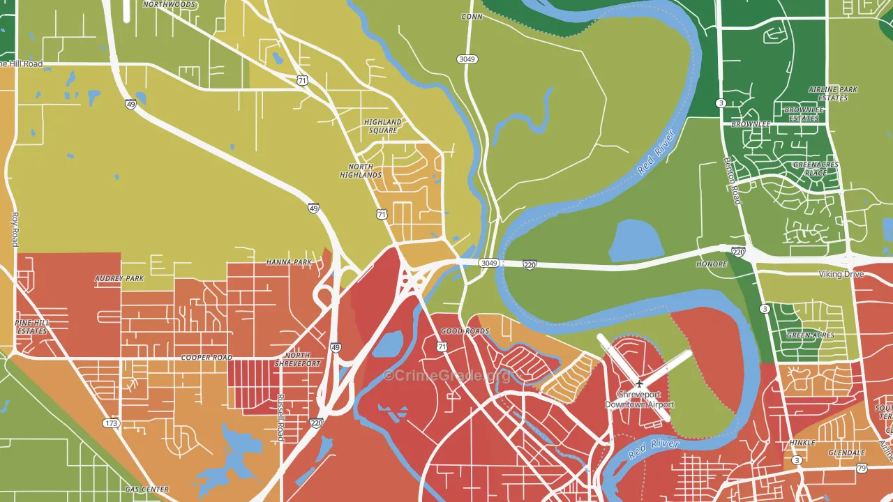 Freestate-North Highlands, Shreveport, LA Map of Vandalism Rates