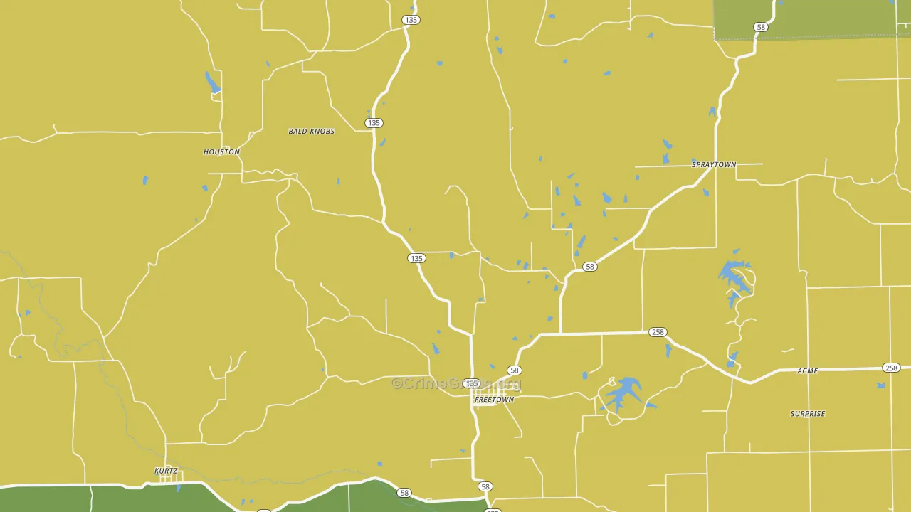 Freetown, IN Map of Vandalism Rates