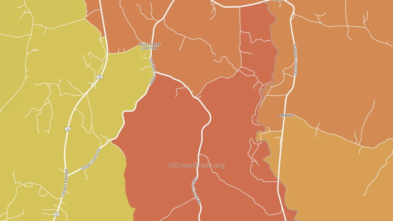 Fremont, AL Map of Vandalism Rates