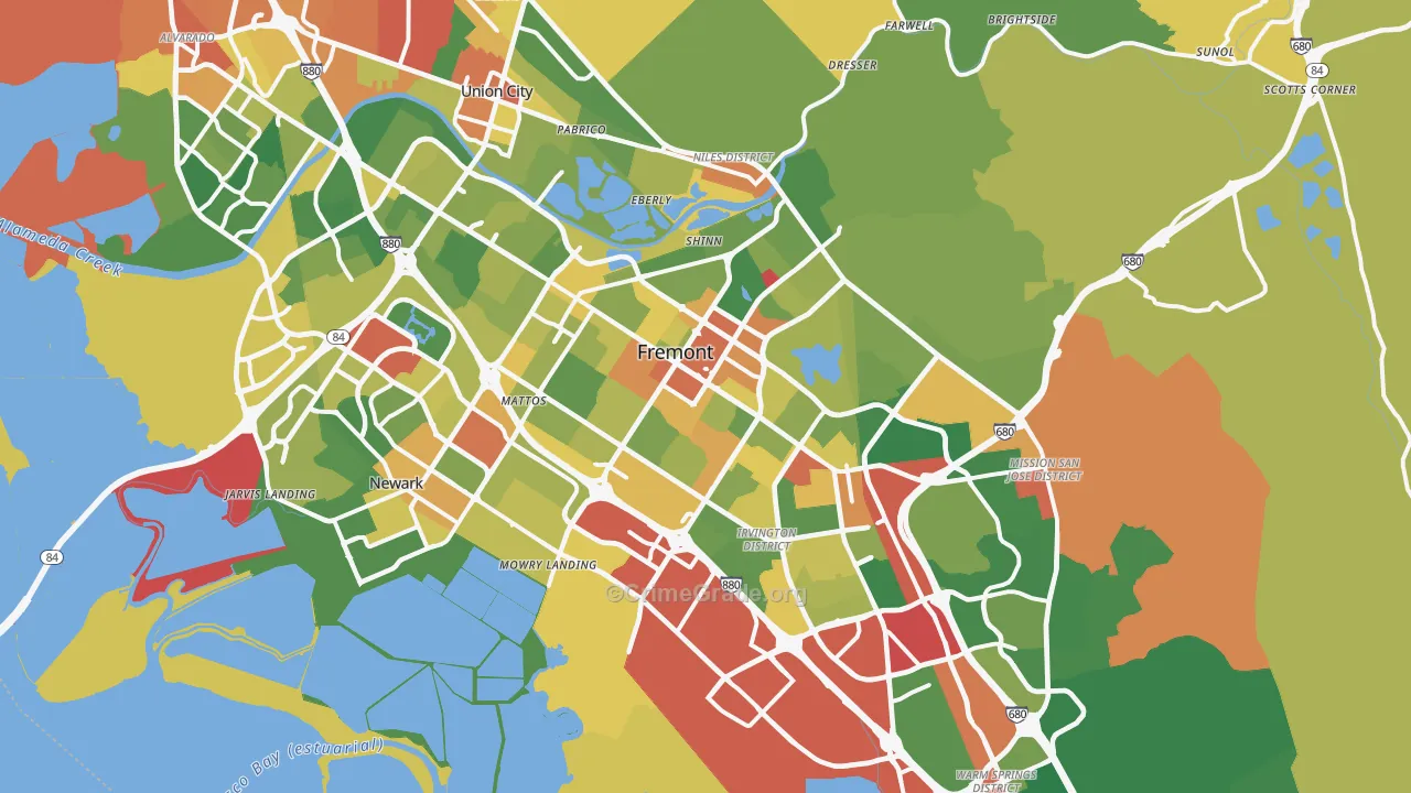 Fremont, CA Map of Vandalism Rates
