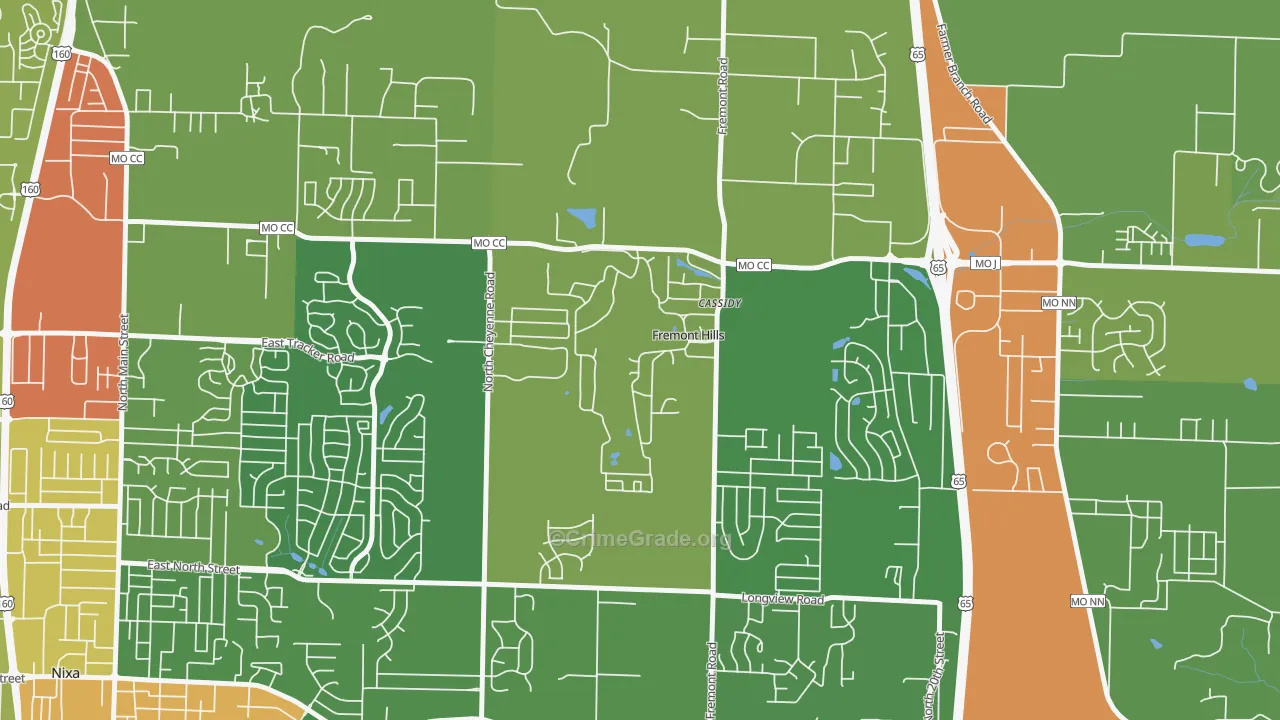 Fremont Hills, MO Map of Vandalism Rates
