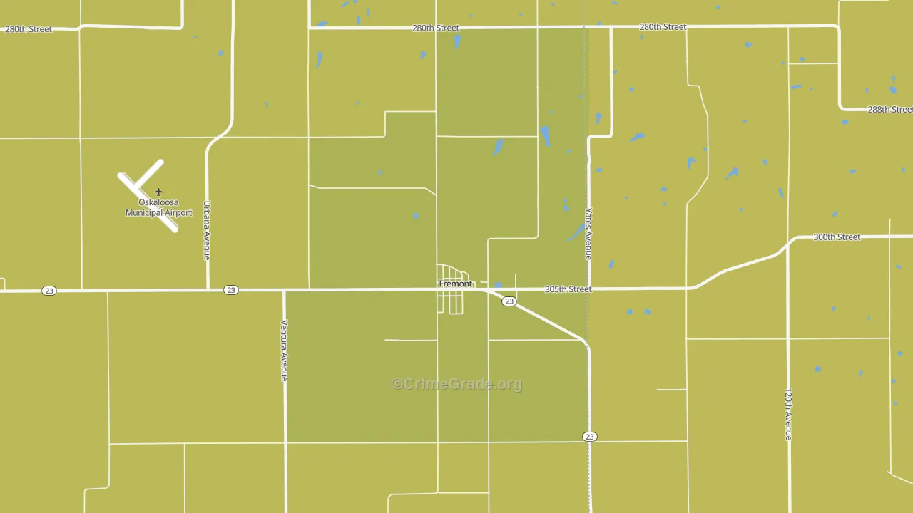 Fremont, IA Map of Vandalism Rates