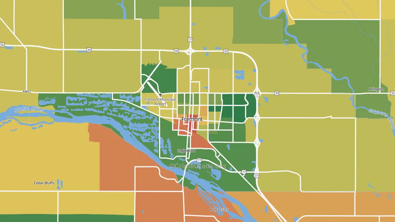 Fremont, NE Map of Vandalism Rates