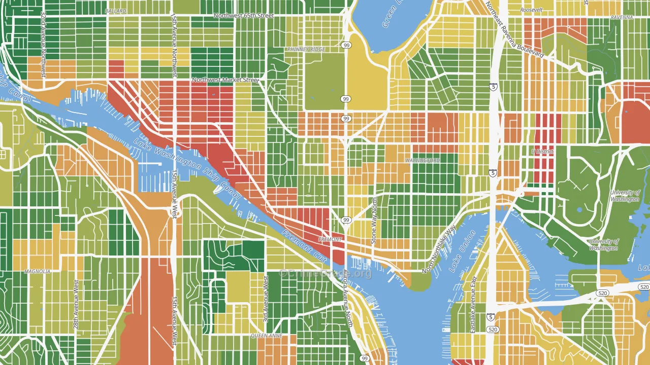 Fremont, Seattle, WA Map of Vandalism Rates