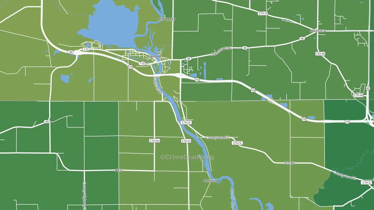 Fremont, WI Map of Vandalism Rates