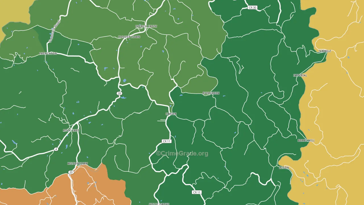 French Creek, WV Map of Vandalism Rates