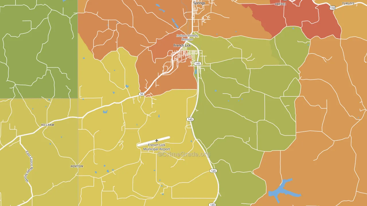 French Lick, IN Map of Vandalism Rates