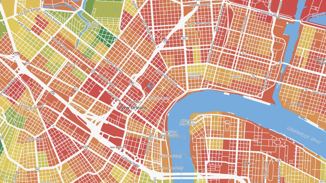 French Quarter, New Orleans, LA Map of Vandalism Rates