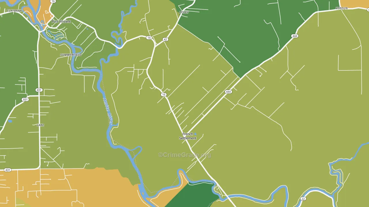 French Settlement, LA Map of Vandalism Rates