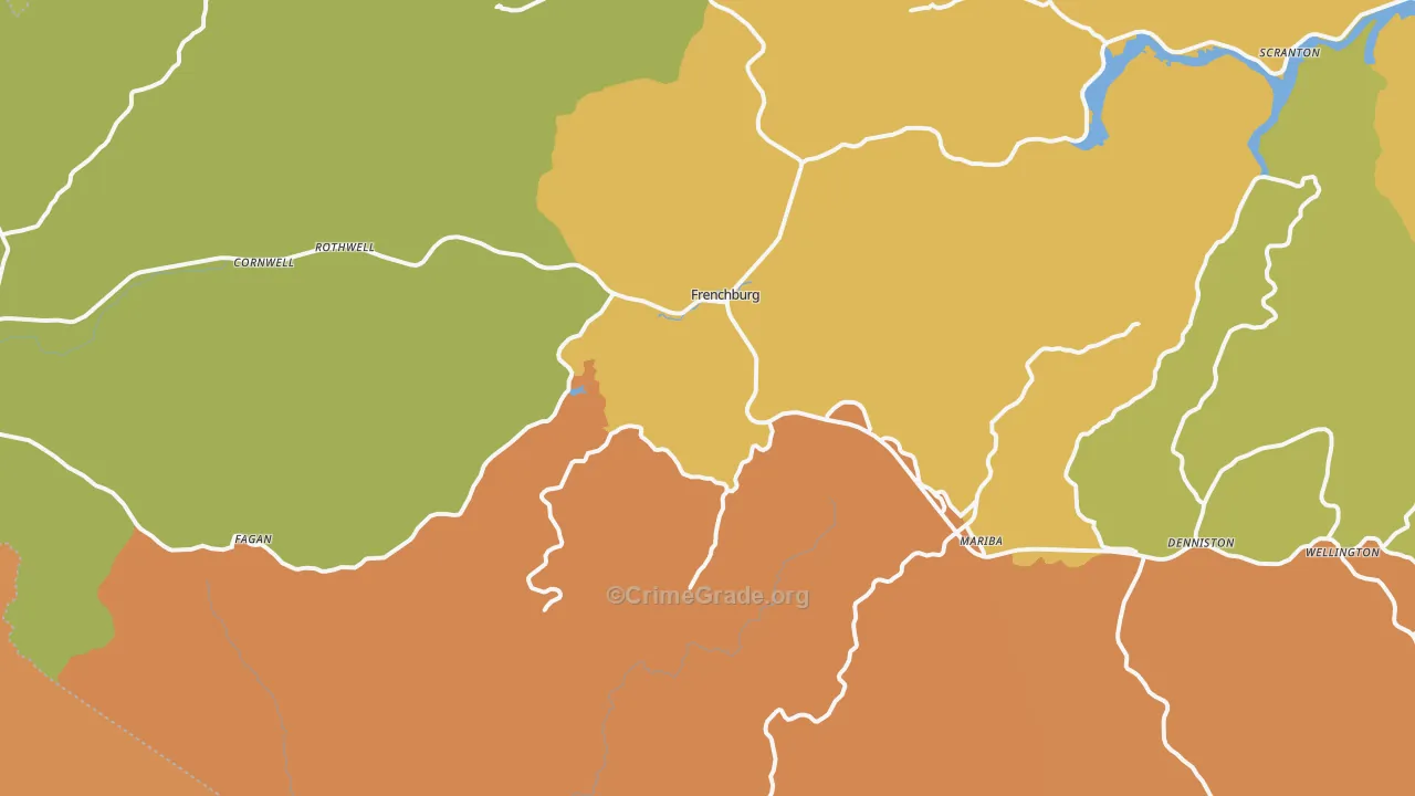 Frenchburg, KY Map of Vandalism Rates