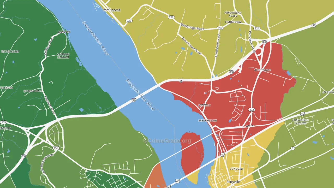Frenchtown, MD Map of Vandalism Rates