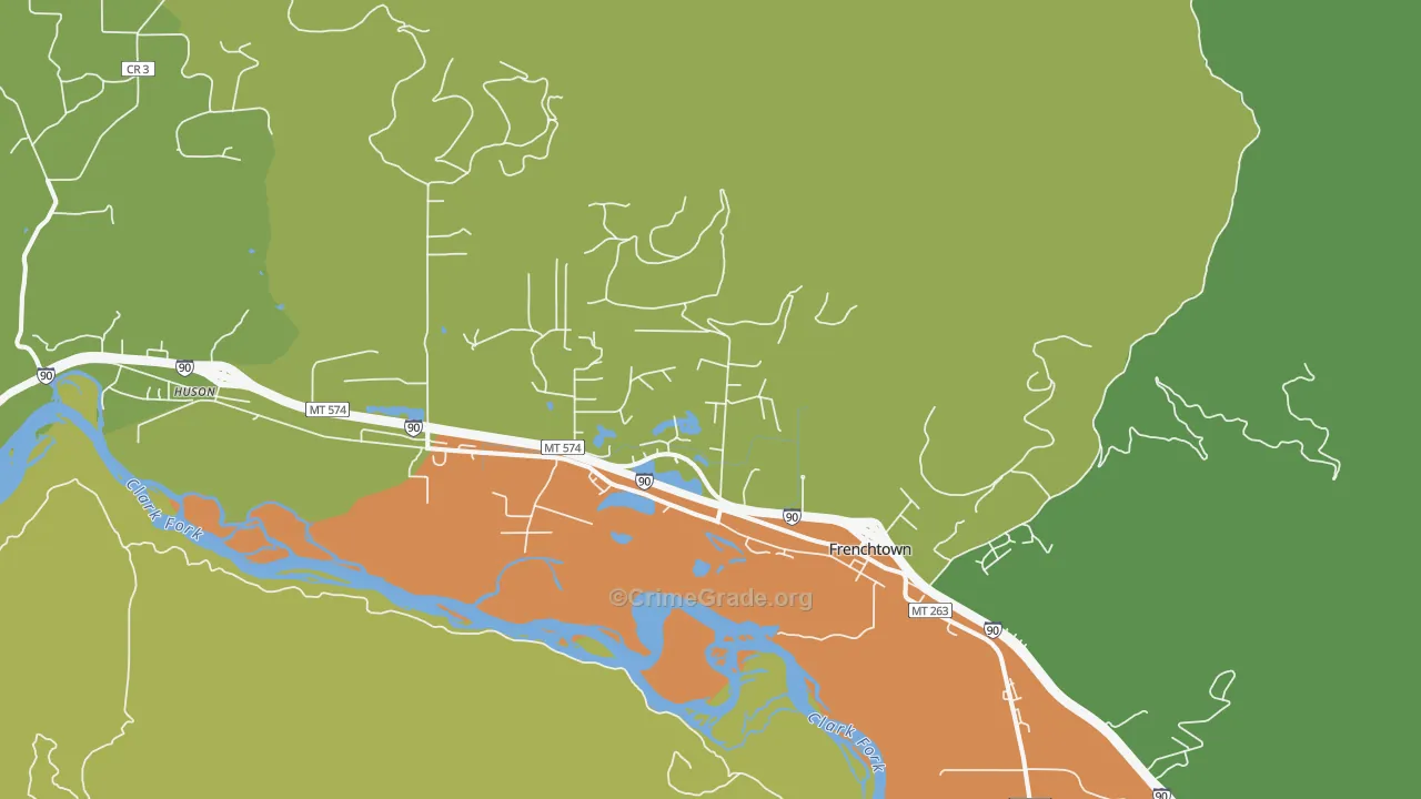 Frenchtown, MT Map of Vandalism Rates