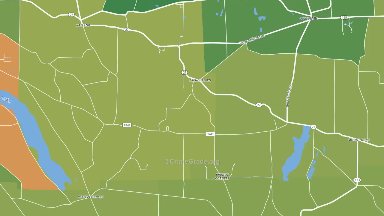 Frenchtown, PA Map of Vandalism Rates