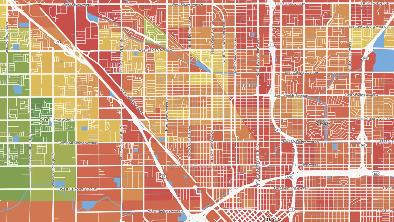 Fresno-High, Fresno, CA Map of Vandalism Rates