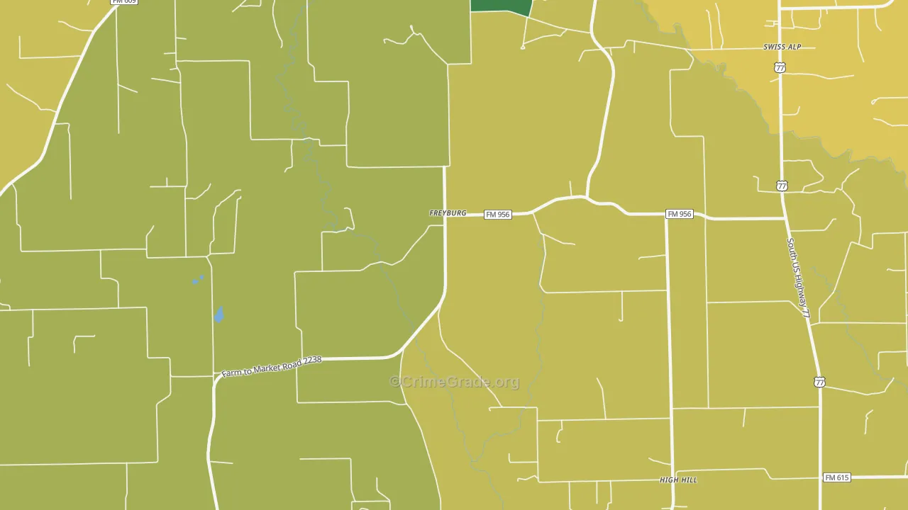Freyburg, TX Map of Vandalism Rates