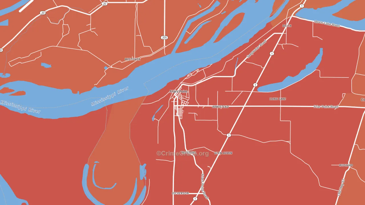 Friars Point, MS Map of Vandalism Rates