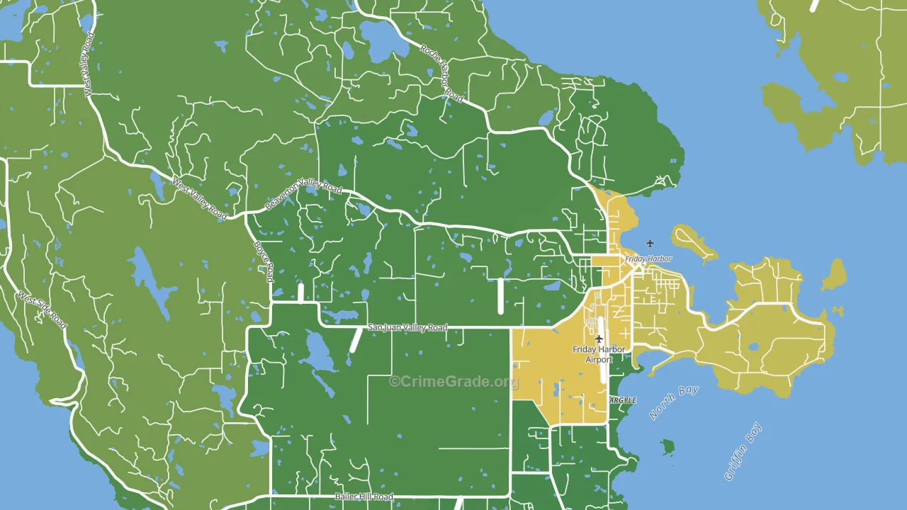 Friday Harbor, WA Map of Vandalism Rates