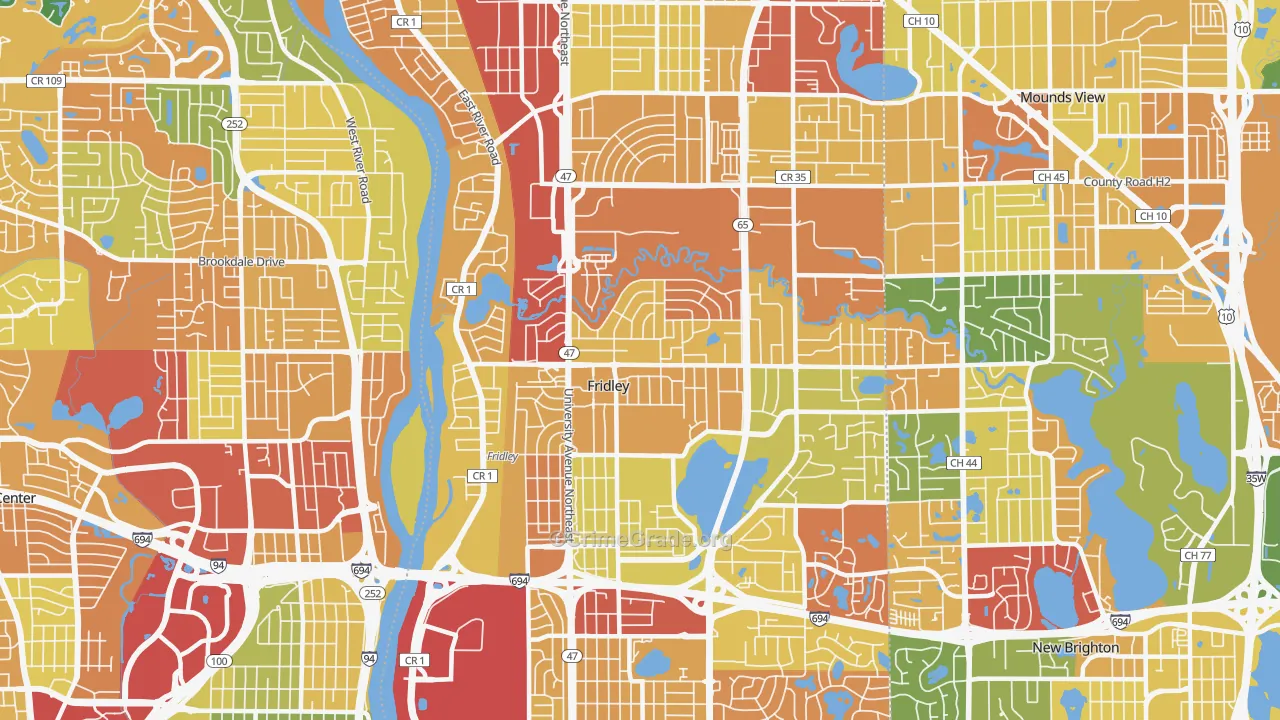 Fridley, MN Map of Vandalism Rates