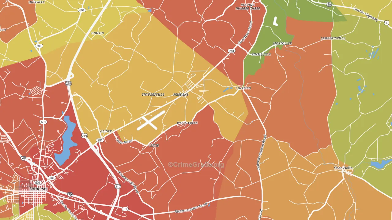 Friedens, PA Map of Vandalism Rates