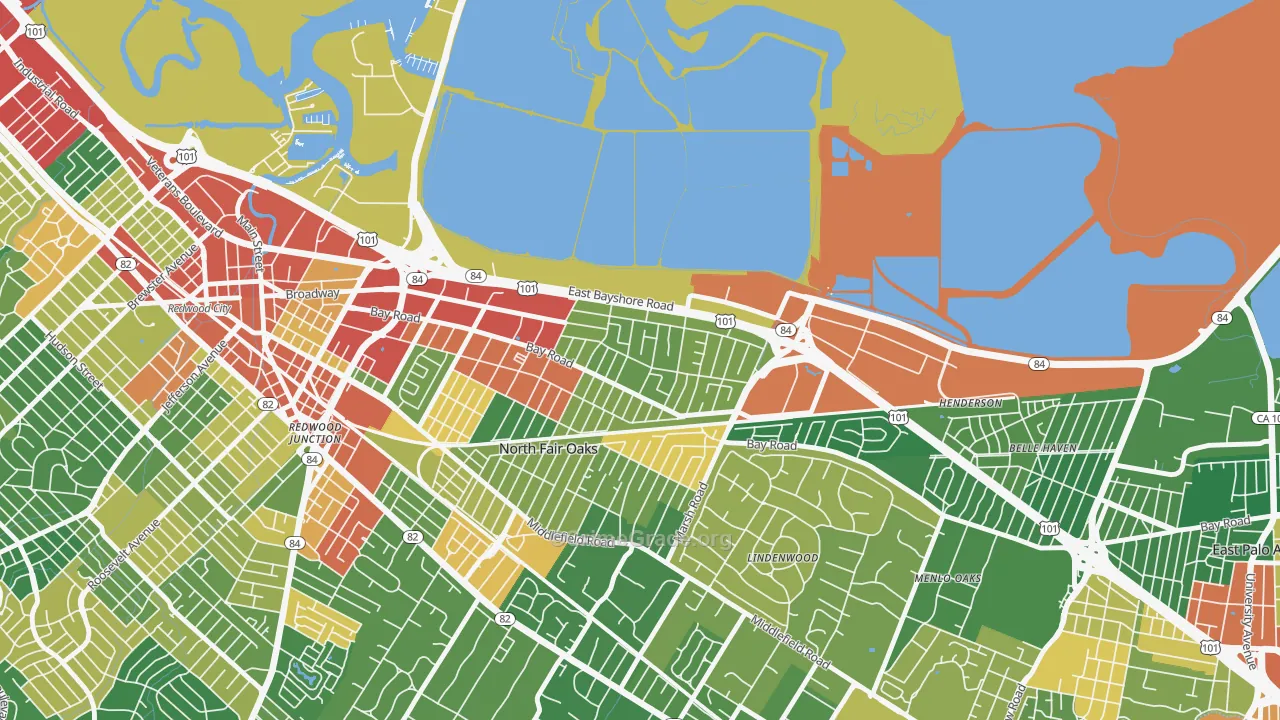 Friendly Acres, Redwood City, CA Map of Vandalism Rates