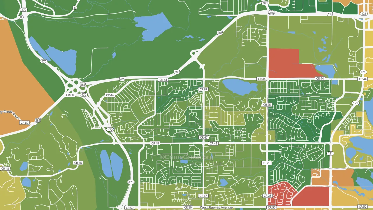 Friendly Hills, Dakota Ridge, CO Map of Vandalism Rates