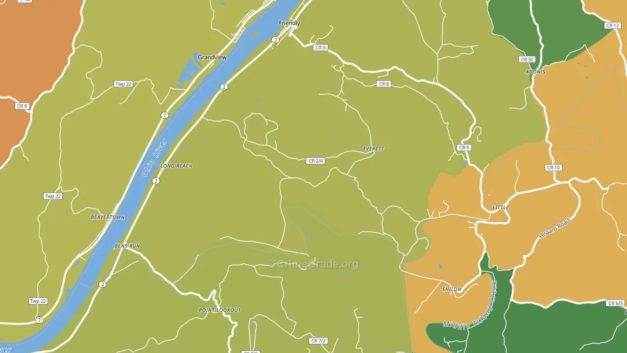 Friendly, WV Map of Vandalism Rates