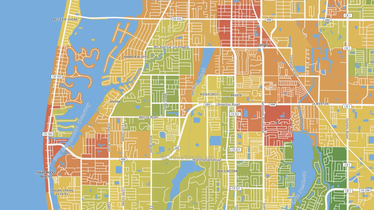 Friends of Ridgecrest, Largo, FL Map of Vandalism Rates