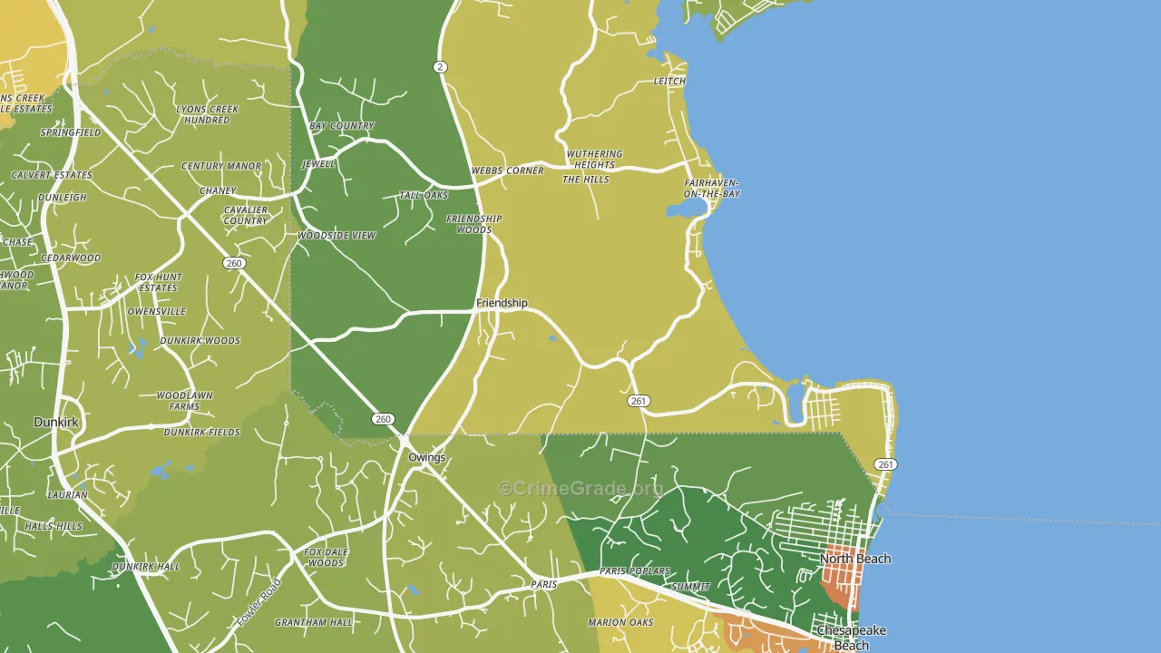 Friendship, MD Map of Vandalism Rates