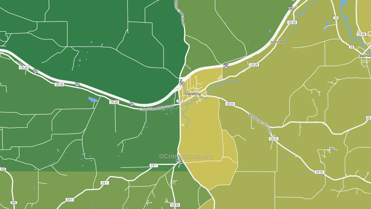 Friendship, NY Map of Vandalism Rates