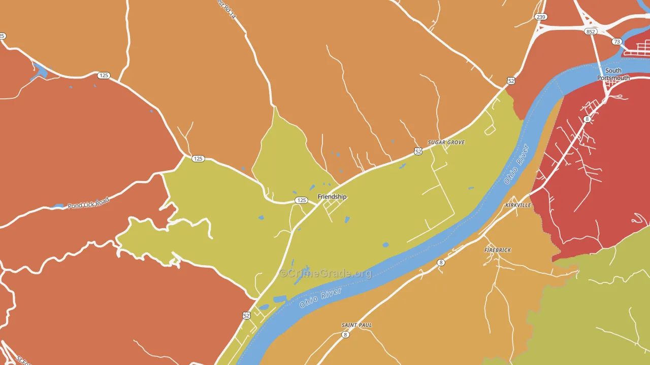 Friendship, OH Map of Vandalism Rates