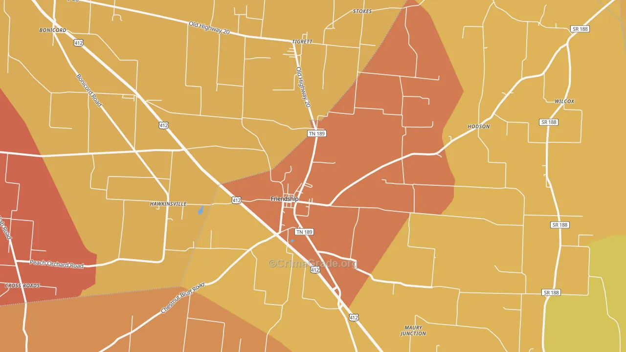 Friendship, TN Map of Vandalism Rates