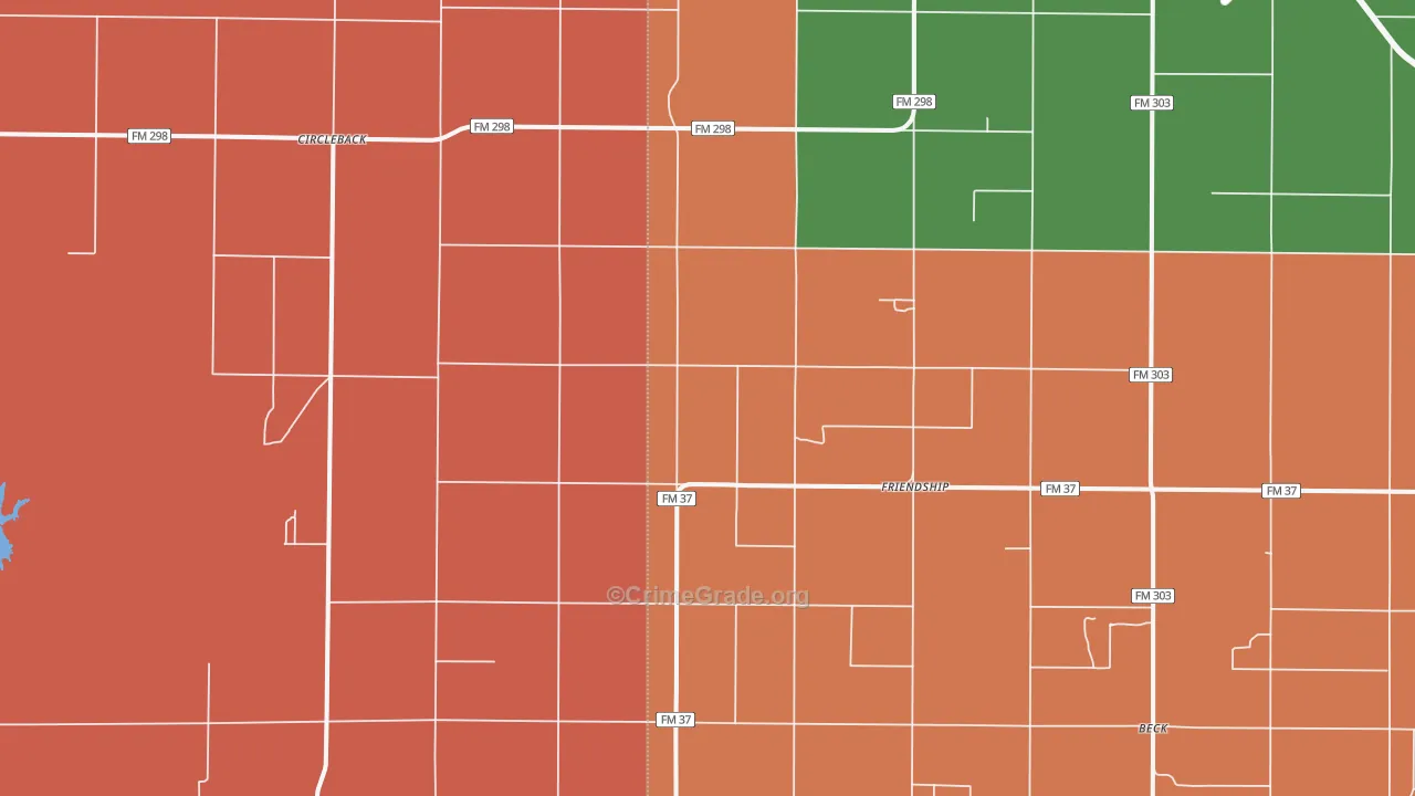 Friendship, TX Map of Vandalism Rates