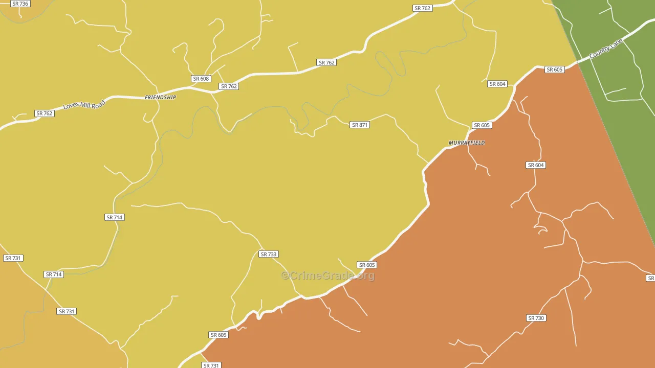 Friendship, VA Map of Vandalism Rates