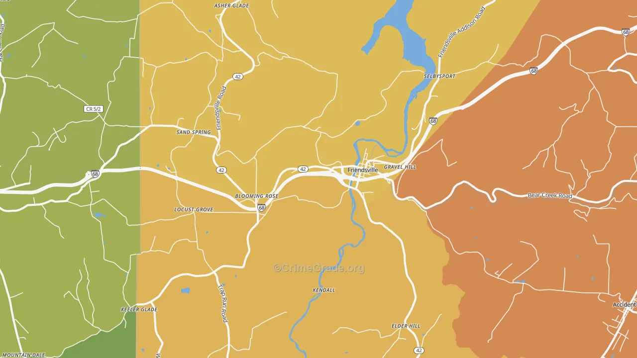 Friendsville, MD Map of Vandalism Rates