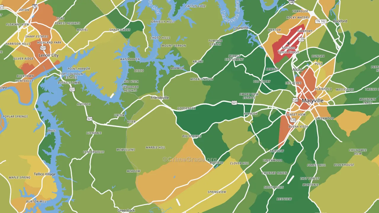 Friendsville, TN Map of Vandalism Rates