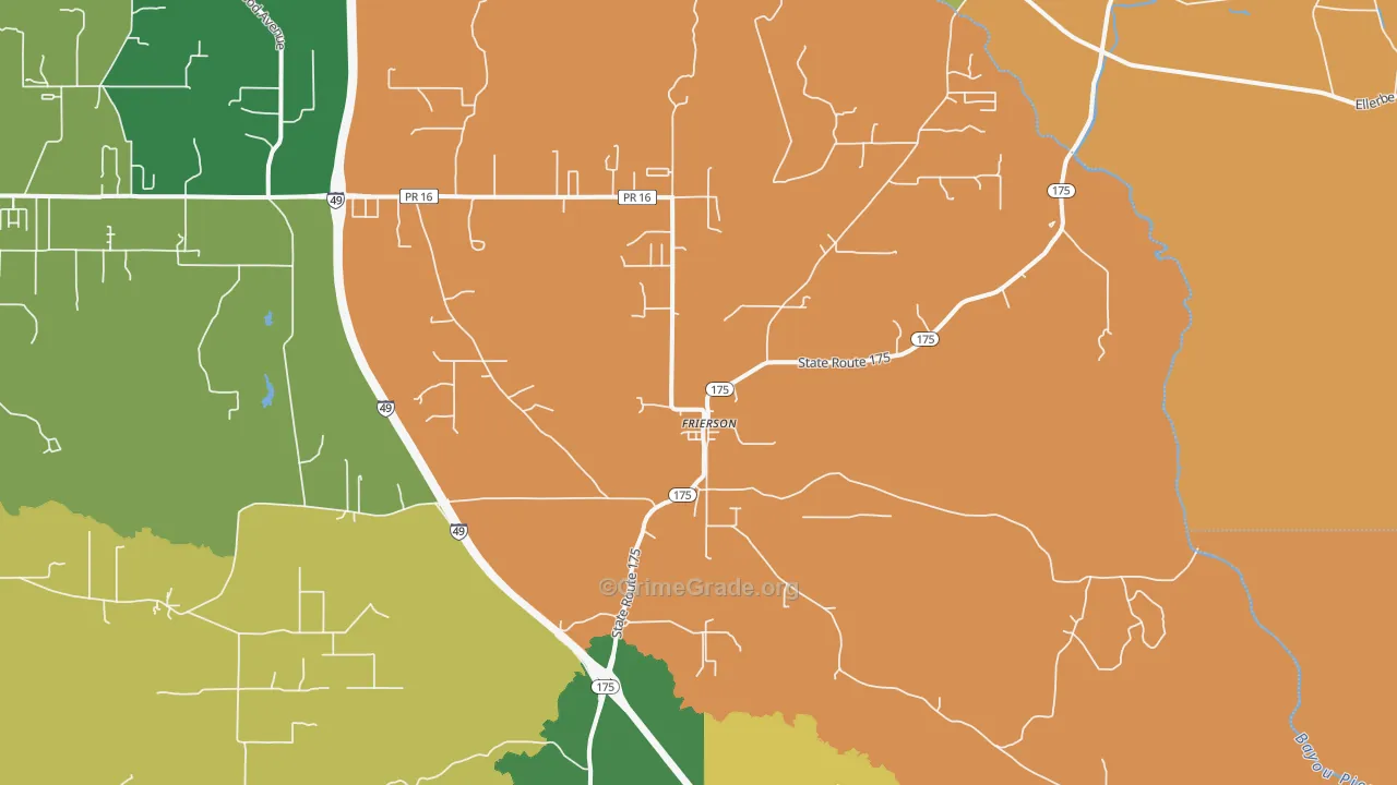 Frierson, LA Map of Vandalism Rates